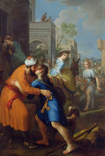 Tobia che saluta il suocero, Raguele da Pierre Parrocel